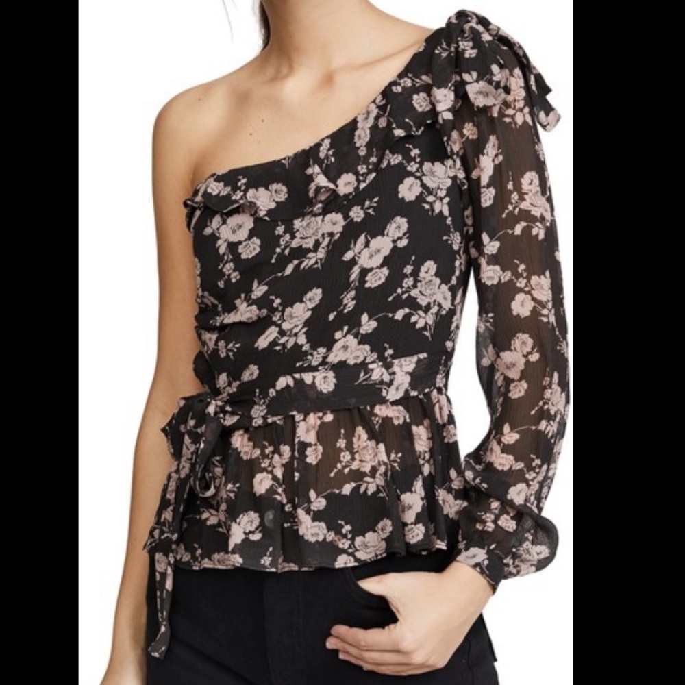For love & lemons floral one shoulder top